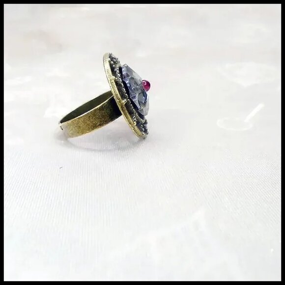 Rainbow Ring, Vintage Glass Stone - Special One of a Kind - Picture 8 of 12